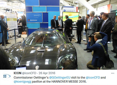 EU Commission testimonial tweet with image of sports car - CFD Services – ICON Eu commission testimonial tweet with image of sports car cfd services